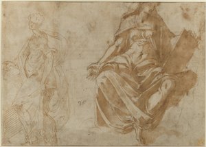 Santa Cecilia e una figura femminile seduta che tiene un libro da Jacopo Ianguidi Bertoia