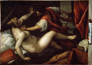 Tarquinio e Lucrezia. Sesto Tarquinio violenta Lucrezia, evento che avrebbe portato alla caduta della monarchia e all