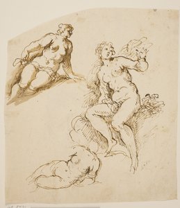 Studi per una donna seduta e due donne prostrate da Jacopo Palma