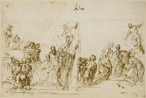 Due schizzi compositivi per il dipinto votivo del Doge Pasquale Cicogna, Sala del Pregadi, Palazzo Ducale, Venezia da Jacopo Palma