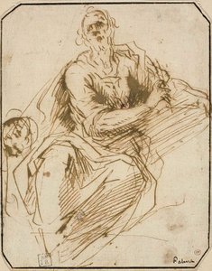 Studio per San Marco (recto); Schizzo di figura maschile a mezzo busto, guardando verso l