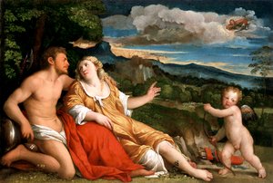 Marte, Venere e Cupido, 1520 da Jacopo Palma il Vecchio