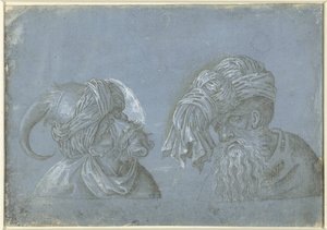 Due teste di uomini con copricapi (Teste di uomini con copricapi esotici) da Jacopo Ripanda (attributed to)