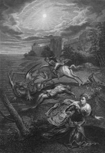 San Giorgio e il drago (incisione) da Jacopo Robusti (after) Tintoretto
