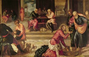 Cristo lava i piedi ai discepoli da Jacopo Robusti Tintoretto