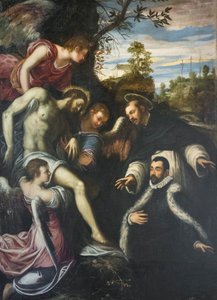 Cristo morto sorretto da tre angeli, san Domenico e donatore da Jacopo Robusti Tintoretto