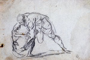Studio per figura maschile piegata