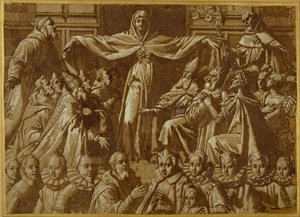 La Madonna della Misericordia con i Santi Francesco e Domenico, con altri santi e sovrani e una famiglia di donatori da Jacopo Zucchi