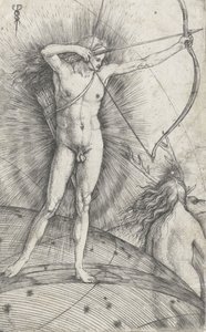 Apollo con arco e freccia sul globo celeste e Diana con cervo, 1503-5 da Jacopo de Barbari
