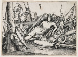 Vittoria reclinata tra i trofei da Jacopo de Barbari
