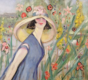 Donna con cappello rotondo da Jacqueline Marval