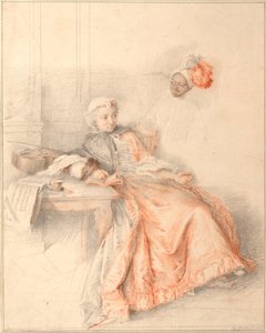 Giovane donna che legge e un paggio da Jacques André Portail