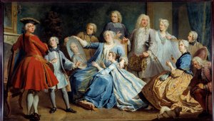 Ritratto di Madame Mercier, nutrice di Luigi XV, circondata dalla sua famiglia da Jacques  Dumont
