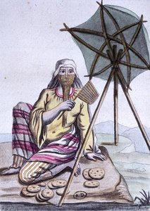 Donna araba del deserto che vende pane, da 