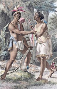 Una coppia di indiani Naudowessie nel loro villaggio da Jacques (after) Kuyper