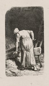Donna che schiaccia il lino