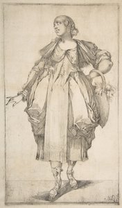 Giardiniera con un cesto al braccio, dalla serie Hortulanae, 1612-16 da Jacques Bellange