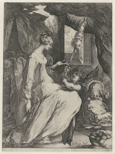 La Vergine Maria che fila con il Bambino Gesù e un angelo da Jacques Bellange