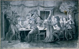 Cena di nozze durante la Rivoluzione Disegno di Jacques Bertaux (1745-1818) Parigi da Jacques Bertaux