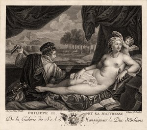Filippo II e la sua amante dopo Tiziano da Jacques Bouillard