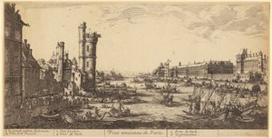Veduta del Louvre, tavola 1 della serie «Le due grandi vedute di Parigi» da Jacques Callot