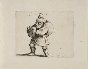 Suonatore di cornamusa, da Varie Figure Gobbi da Jacques Callot