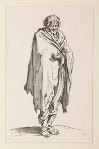 Mendicante a capo scoperto e piedi nudi, da I mendicanti da Jacques Callot