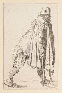 Mendicante con cappello, su stampelle, da I Mendicanti