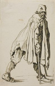 Mendicante su Stampelle con Cappello, tavola quattro da I Mendicanti da Jacques Callot
