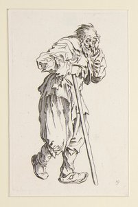 Mendicante appoggiato a un bastone, da I mendicanti (Le gueux appuyé sur un bâton)