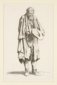 Mendicante con un rosario, da I Mendicanti (Le mendiant au rosaire) da Jacques Callot