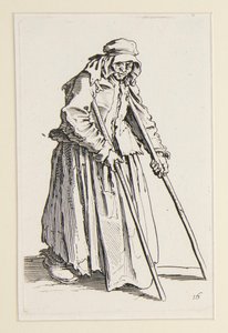 Mendicante su stampelle, da I Mendicanti (La mendicante con le stampelle) da Jacques Callot