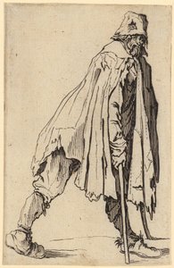 Mendicante con stampelle e cappello, foglio 4 della serie "I mendicanti" da Jacques Callot