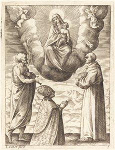 Bonifacio VIII con i Santi Francesco e Crispino che adorano la Vergine e il Bambino da Jacques Callot