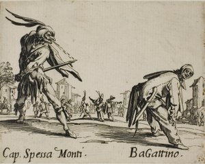 Capitan Spessa Monti - Begattino, tavola 10 da Balli di Sfessania da Jacques Callot