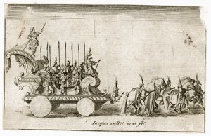 Combattimento a la barriera: Entrata di Sua Altezza il Duca Carlo IV, che rappresenta il sole ... (incisione) da Jacques Callot
