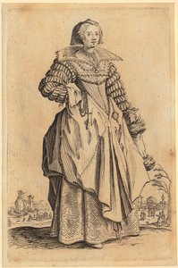Dama con colletto di pizzo, tavola 8 della serie «La nobiltà» da Jacques Callot