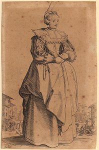 Dama con copricapo, tavola 1 della serie «La nobiltà» da Jacques Callot