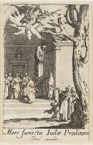 Morte di Giuda, tavola quattordici da I martiri degli apostoli da Jacques Callot