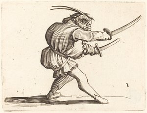 Duellante con due sciabole da Jacques Callot