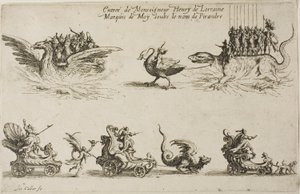 Ingresso di Monseigneur Henry de Lorraine, Marchese de Moy, sotto il nome di Pirandre, da Il Combattimento alla Barriera da Jacques Callot