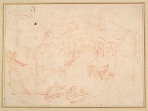 Studi di Figura (recto); Un Set di Scena (verso)