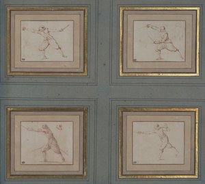 Quattro studi di uno schermidore da Jacques Callot