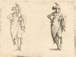 Gentiluomo visto di fronte con mano sul fianco da Jacques Callot