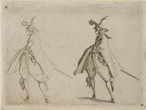 Gentiluomo con un grande mantello, visto di fronte, da I Capricci