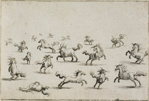 Cavalli che corrono liberi, da I Capricci da Jacques Callot