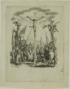 Gesù è trafitto da una lancia, da La piccola passione da Jacques Callot