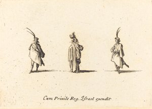 Signora in lungo mantello e due gentiluomini da Jacques Callot