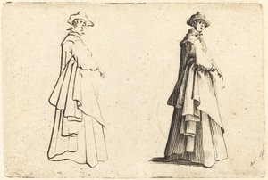 Signora con un grande cappotto da Jacques Callot