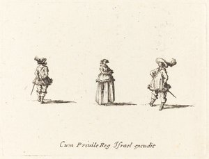 Signora con le braccia incrociate e due gentiluomini da Jacques Callot